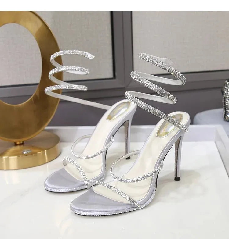 Levoire | Sandales pour femmes à talons hauts et à brides de cheville Argent