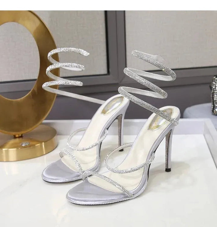 Levoire | Sandales pour femmes à talons hauts et à brides de cheville Argent