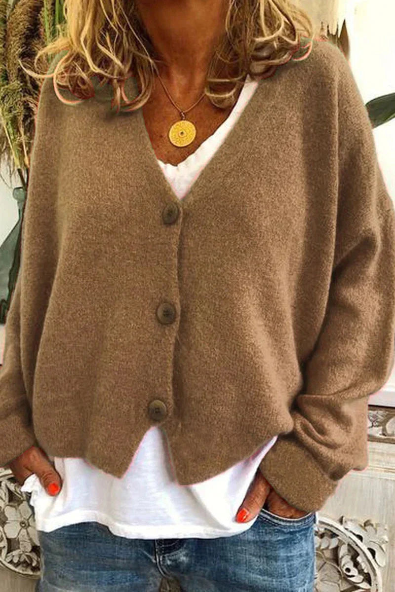 Levoire | Pull À Col V À Manches Longues En Tricot Khaki