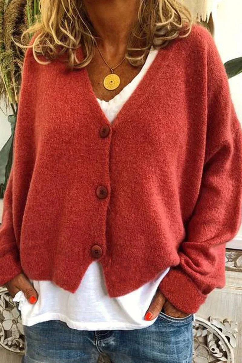 Levoire | Pull À Col V À Manches Longues En Tricot Mörkerouge