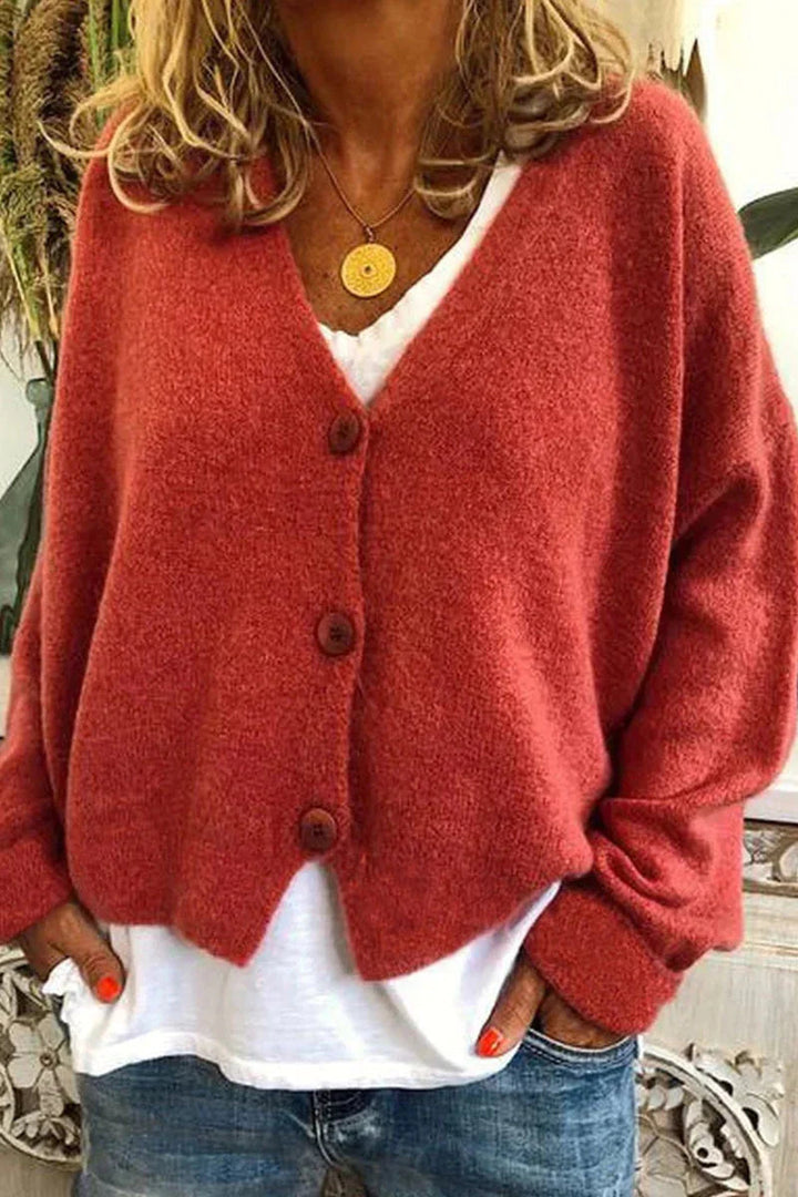 Levoire | Pull À Col V À Manches Longues En Tricot Mörkerouge