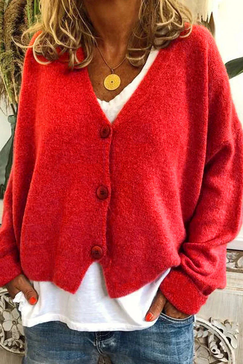 Levoire | Pull À Col V À Manches Longues En Tricot Rot