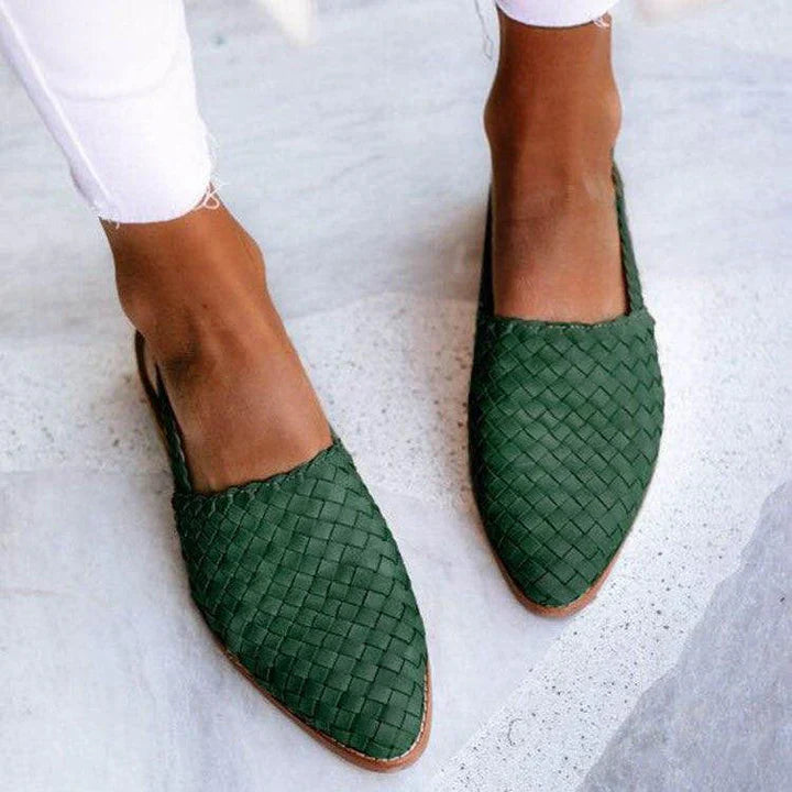 Levoire | Ballerines En Cognac Tressées Couleur verte
