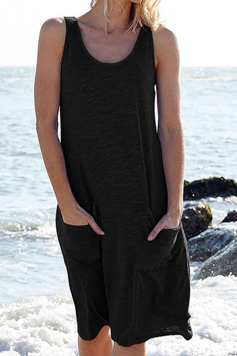 Levoire | Élégante Robe Mi-Longue Off-Shoulder Avec Poches Noir