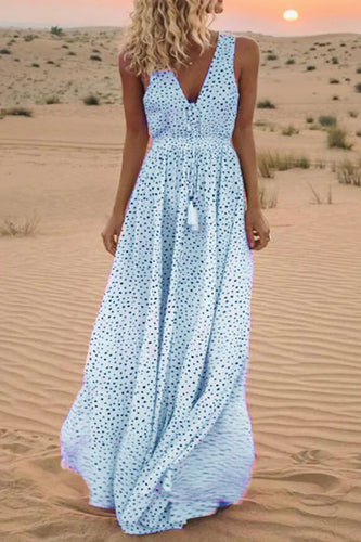Levoire | Robes en patchwork à pois de style bohème, avec col en V et coupe A-line