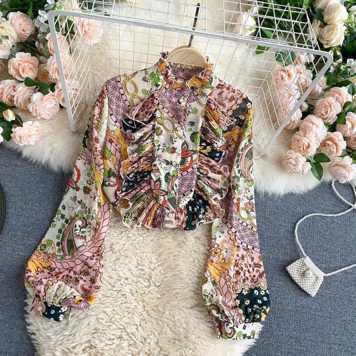 Levoire | Chemises pour femmes avec un col haut et une temperament croisé et fendu Rosa Une taille