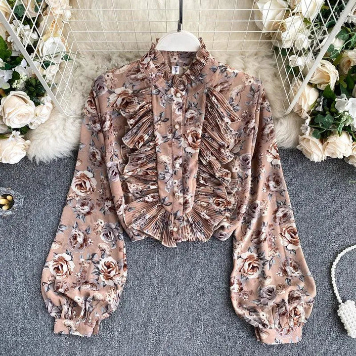 Levoire | Chemises pour femmes avec un col haut et une temperament croisé et fendu Khaki Une taille