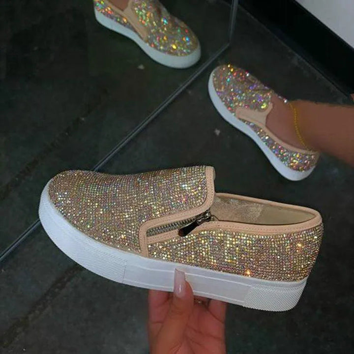 Levoire | Baskets pour femmes avec strass – Élégance et éclat pour chaque occasion Blanc cassé
