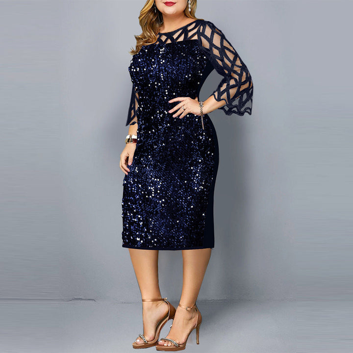 Levoire Robe femme avec manche en feuille de lotus et sequins Kriegsmarine