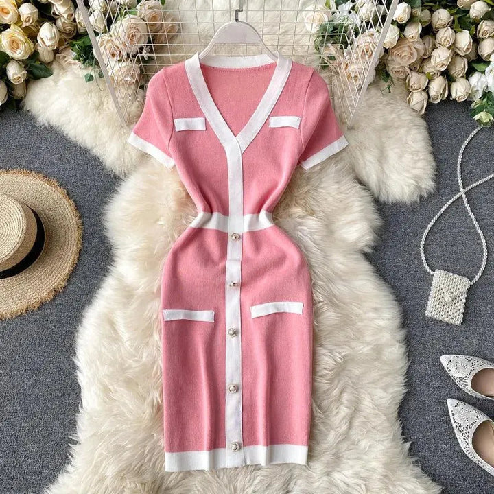 Levoire | Robe tricot à col en V Rosa Une taille