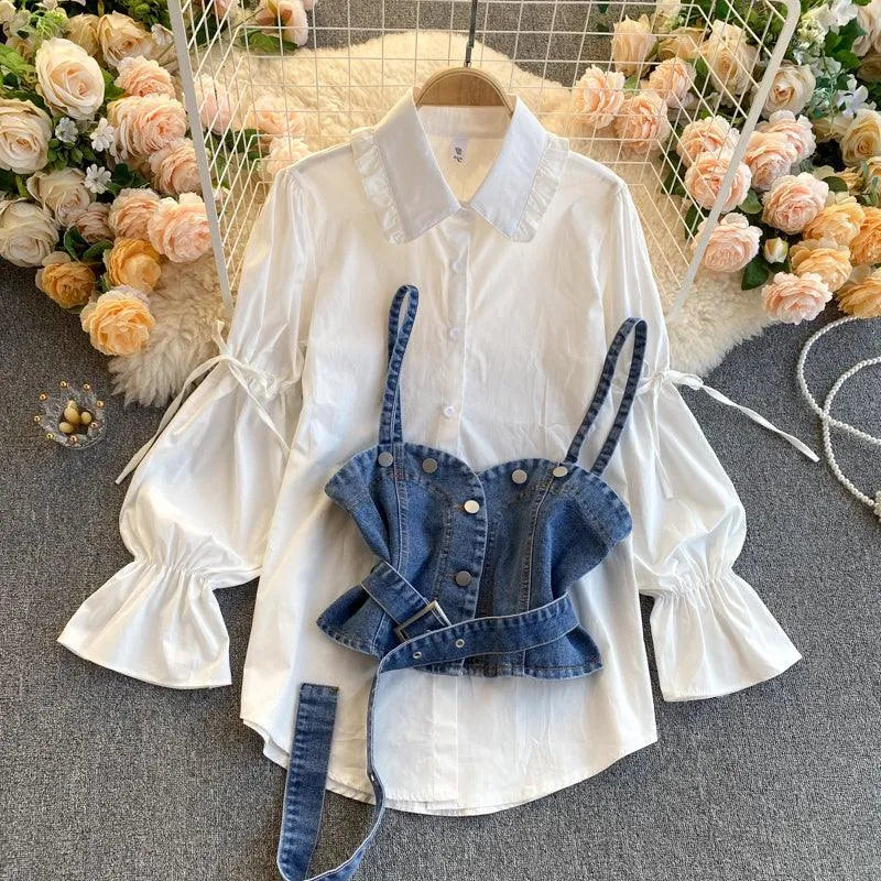 Levoire | Chemise en Denim Ame Blanc Une taille