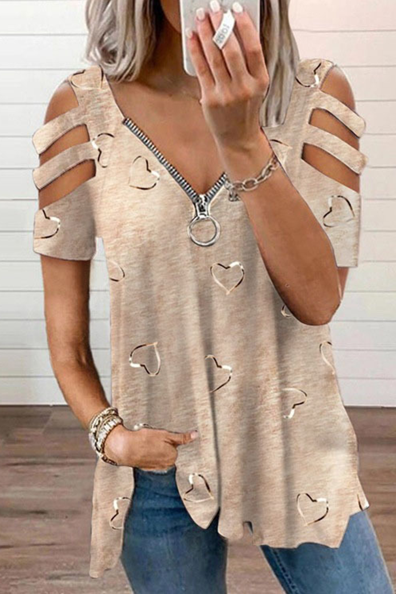 Levoire | ZIPPER V-neck UP Khaki