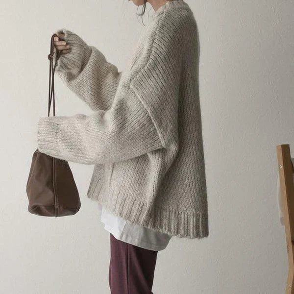 Levoire | Pull Surdimensionné Avec Poche Avant Beige Et Grandes Poches Profondes Pour Femmes