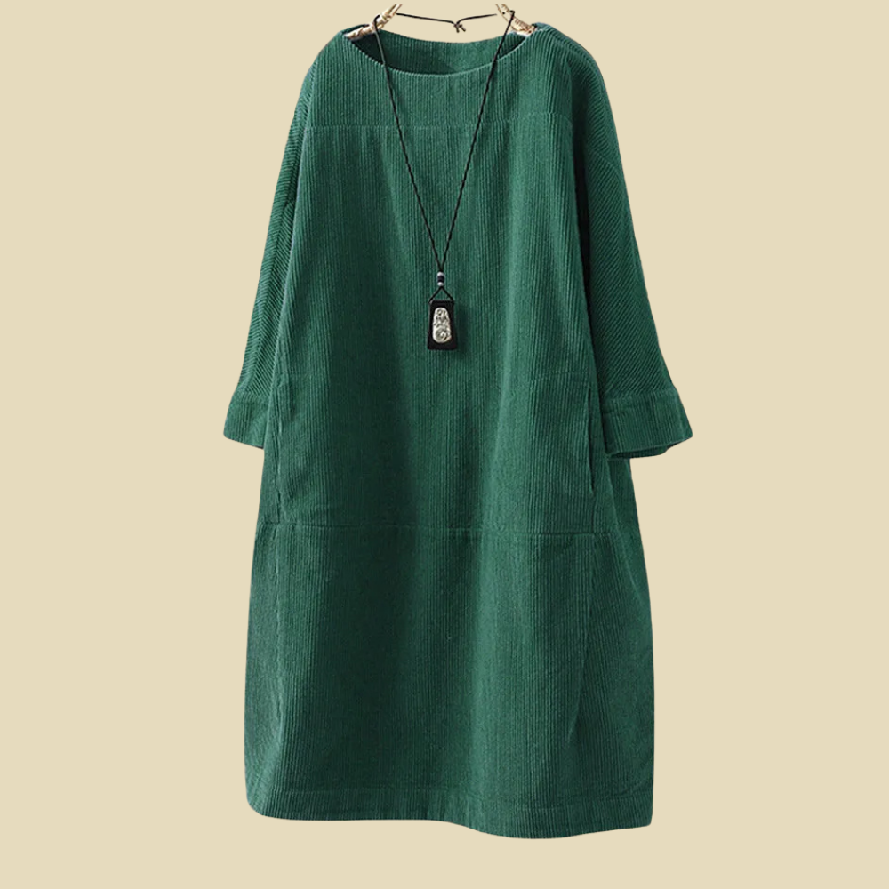 Levoire | Robe En Velours Côtelé Classique Pour Femmes Vert