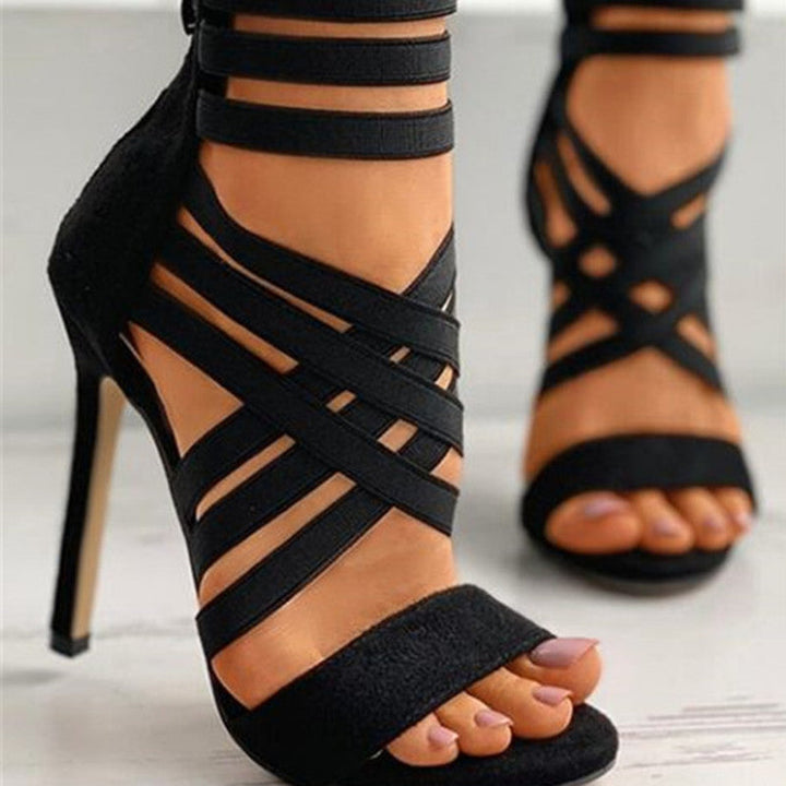 Levoire | Mode Échancré Unicolore Sandales À Talons Aiguilles Noir