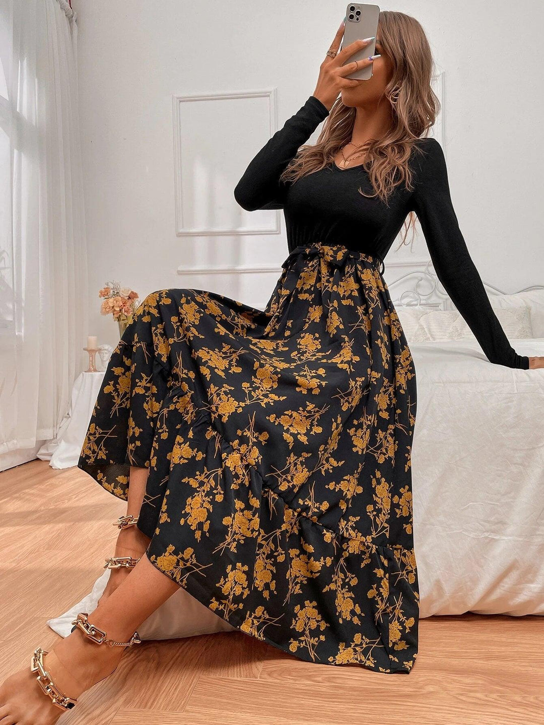 Levoire | A-Ligne Robe À Manches Longues Pour Femmes Monia couleurs
