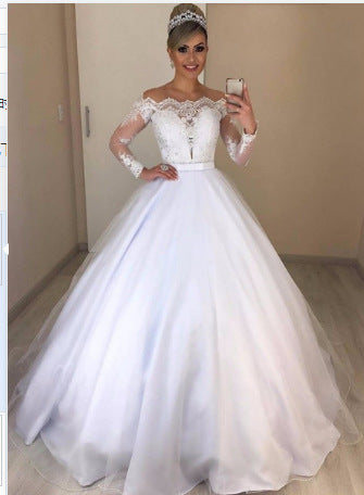 Levoire | Glamourösi dentelle bordure pufftrail robe de mariée Blanc