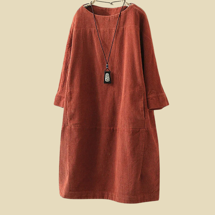 Levoire | Robe En Velours Côtelé Classique Pour Femmes Orange