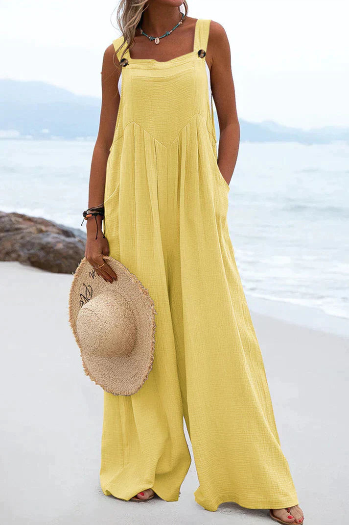 Levoire | Casual square collar jumpsuits Jaune