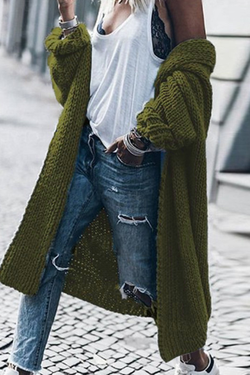 Levoire | Tricoté femmes cardigan vert olive
