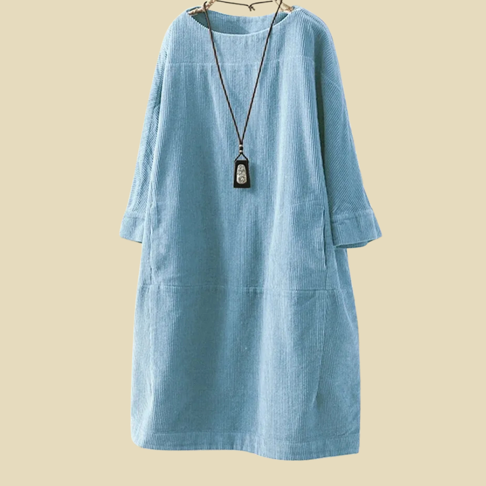 Levoire | Robe En Velours Côtelé Classique Pour Femmes bleu ciel