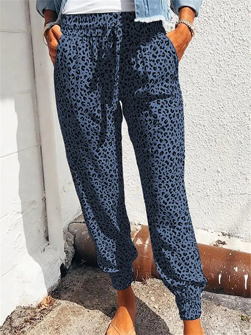 Levoire | Pantalon En Filet Serpent Avec Bas Étroit Et Motif Léopard Bleu