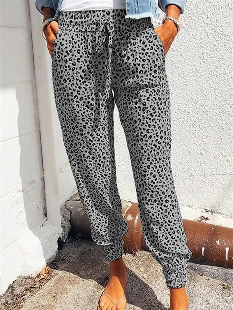 Levoire | Pantalon En Filet Serpent Avec Bas Étroit Et Motif Léopard Gris