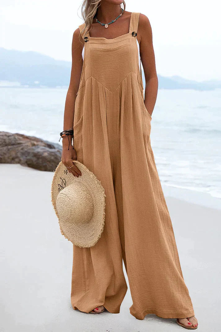 Levoire | Casual square collar jumpsuits Marron