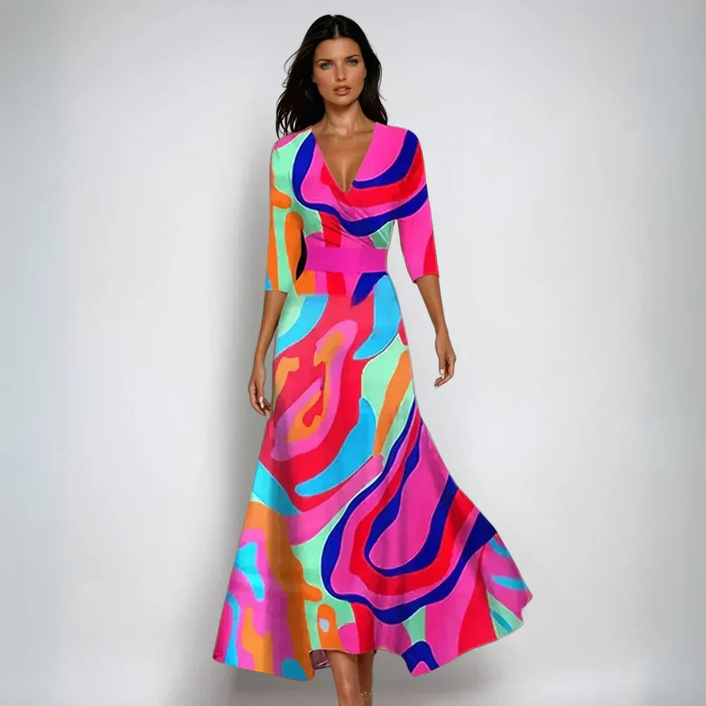Levoire | Robe Élégante Avec Des Accents Floraux coloré