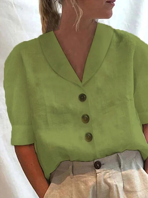 Levoire | Chemise Boutonnée Pour Femmes | Demi-manches Vert