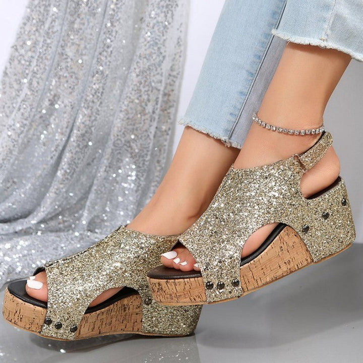Levoire | Chaussures Compensées En Patchwork De Sequins Découpé Décontractées De Style Poisson Pour L'Extérieur