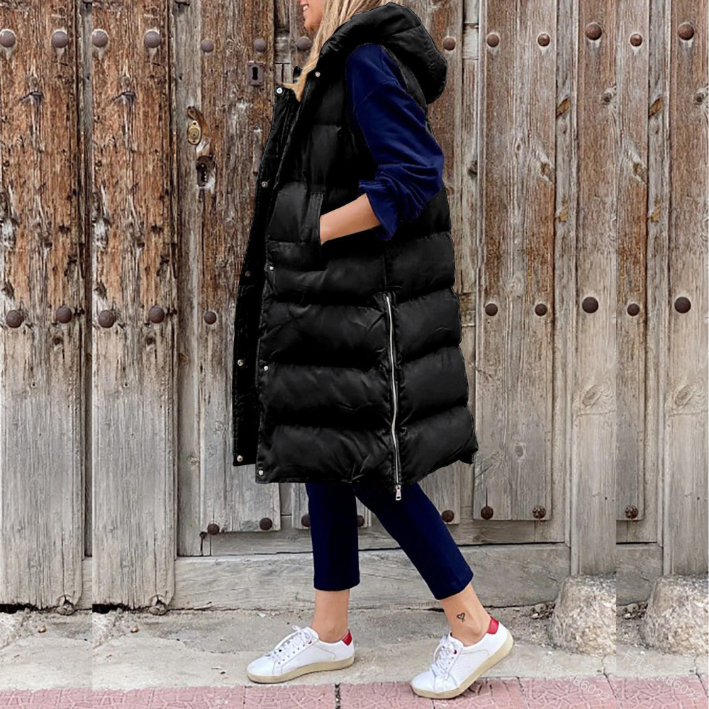 Levoire | Style Long Gilet Avec Capuche Noir