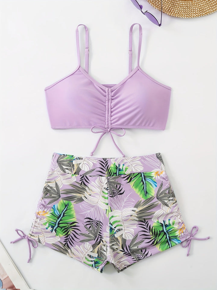 Levoire | Ensemble De Bikini Taille Haute Avec Motif Tropical Pour Femmes