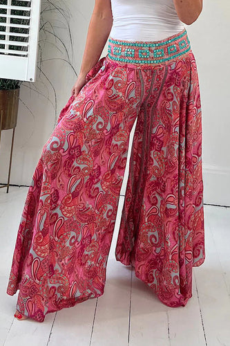 Levoire | Pantalons Taille Haute Patchwork À Impression Collégiale Décontractée Avec Impression Sur Toute La Surface
