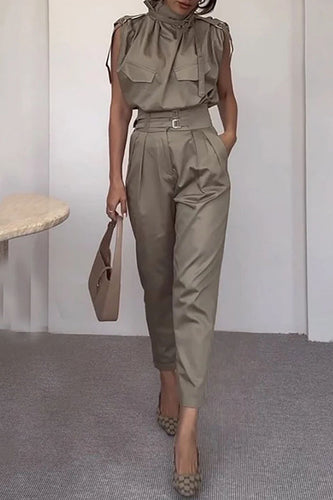 Levoire | Rue Élégante Solide Patchwork Col Roulé Jumpsuits Réguliers