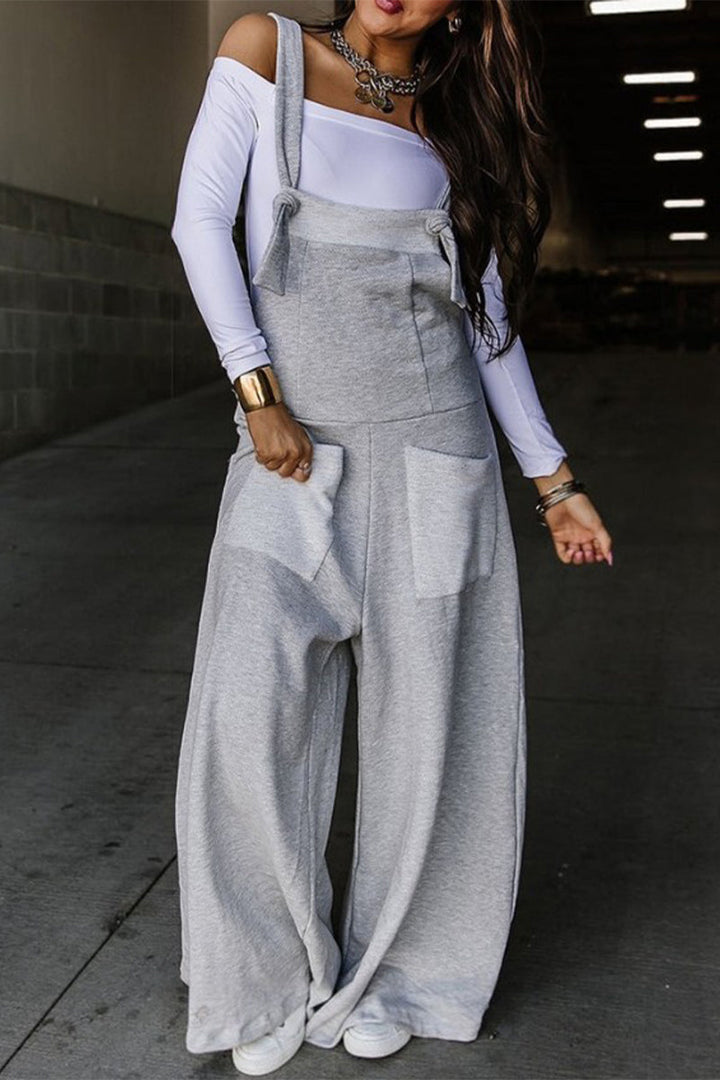 Levoire | Décontracté Simple Sacs À Col U Jumpsuits Amples Gris