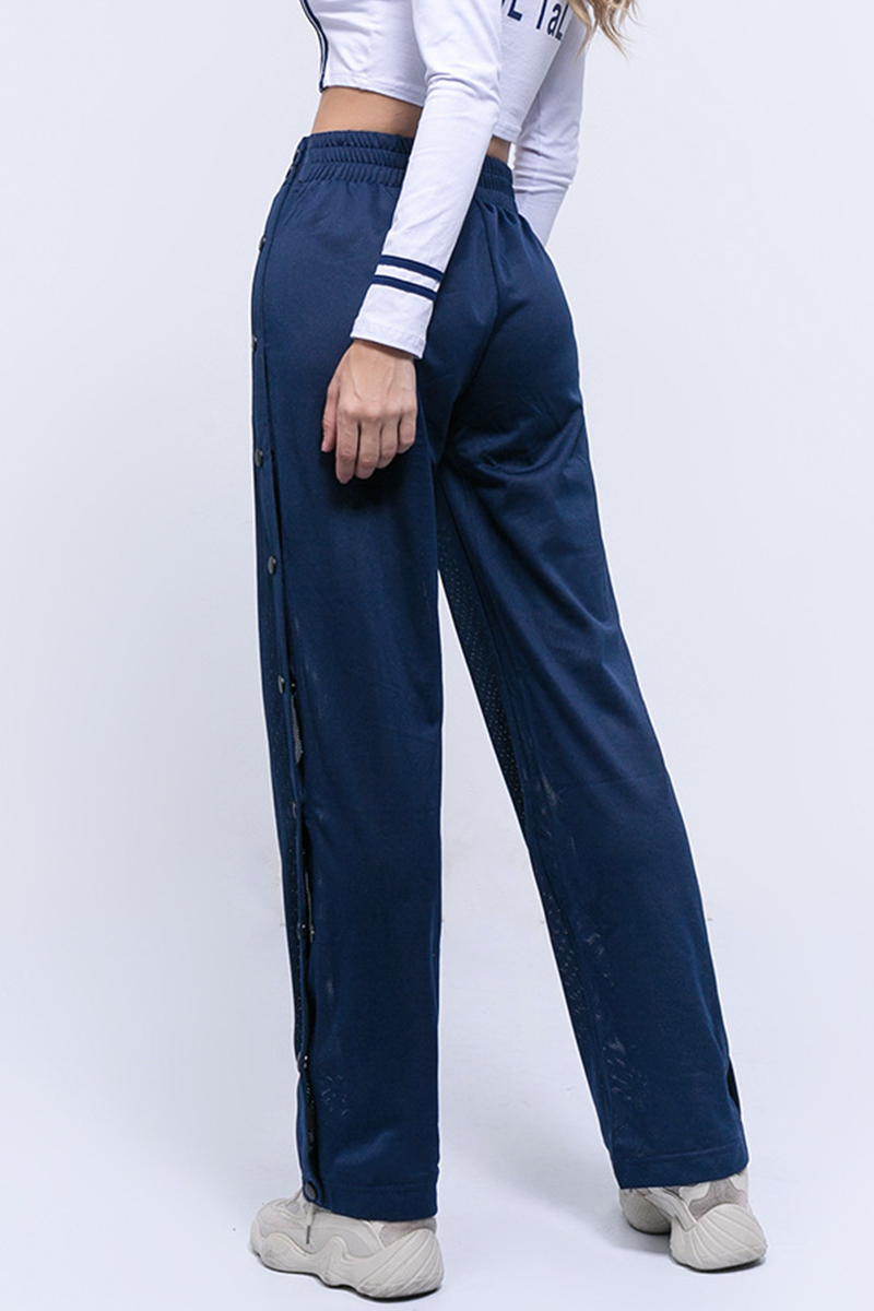 Levoire | Vêtements De Sport Décontractés Boucle Solide Taille Haute Ample Pantalons À Jambes Larges Couleur Unie