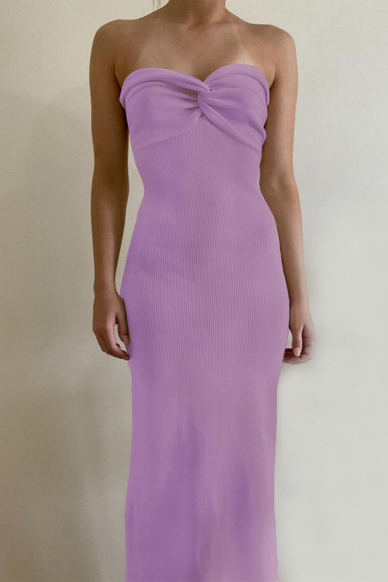 Levoire | Robe Sexy Solide Asymétrique Sans Bretelles À Une Étape Lilas