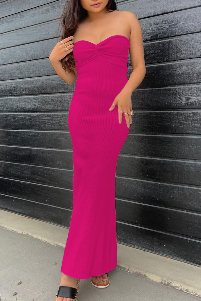 Levoire | Robe Sexy Solide Asymétrique Sans Bretelles À Une Étape
