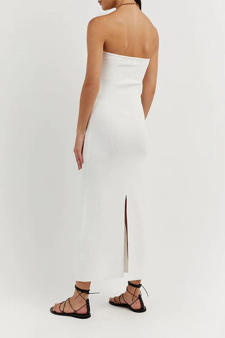 Levoire | Robe Sexy Solide Asymétrique Sans Bretelles À Une Étape
