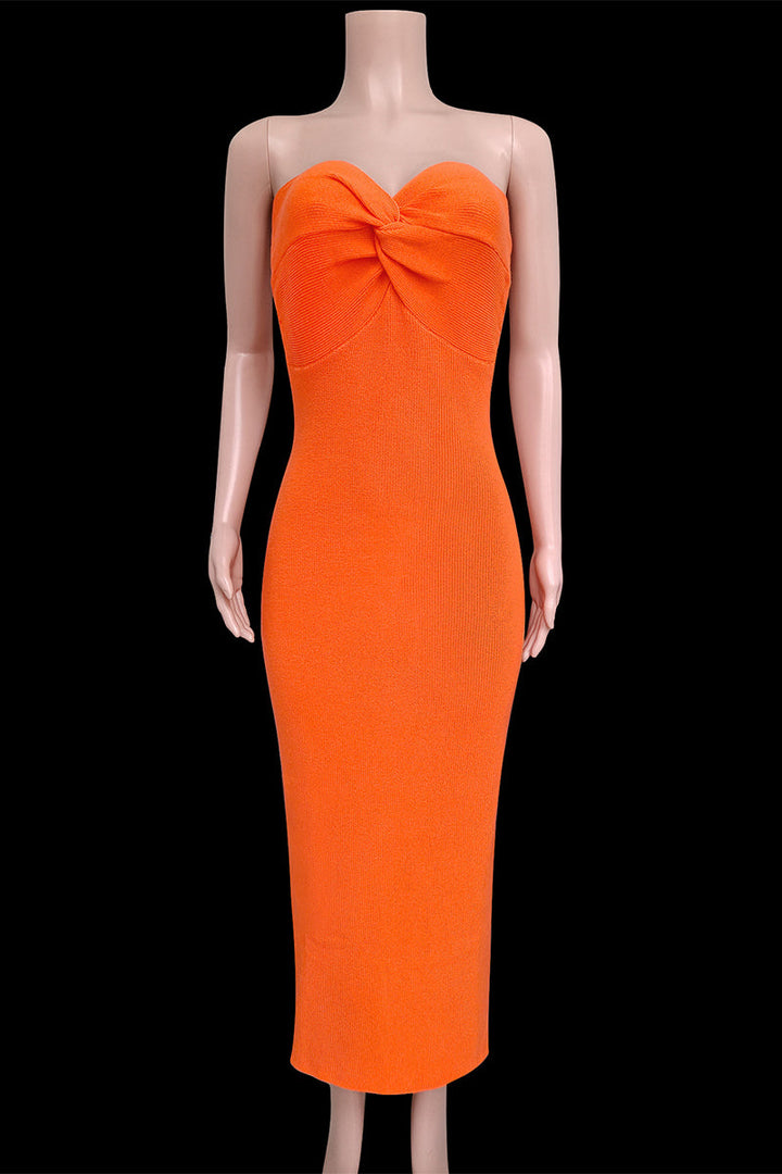 Levoire | Robe Sexy Solide Asymétrique Sans Bretelles À Une Étape
