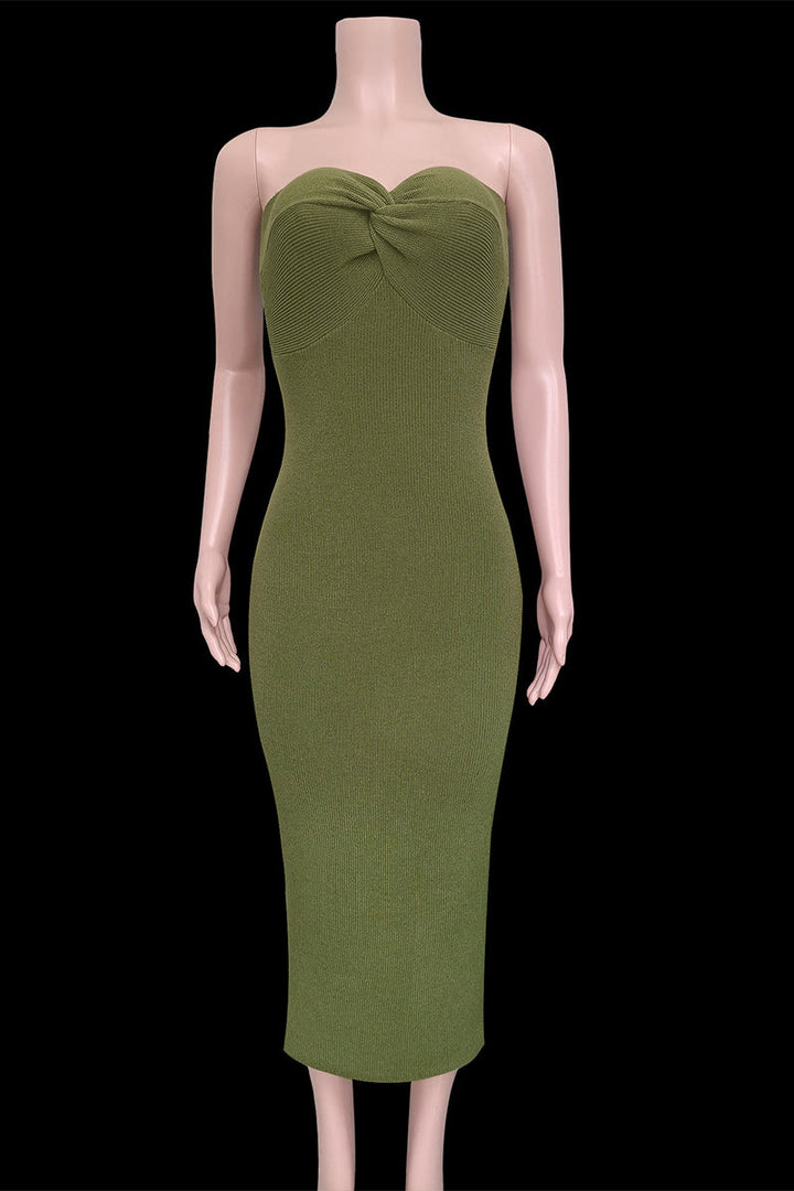 Levoire | Robe Sexy Solide Asymétrique Sans Bretelles À Une Étape