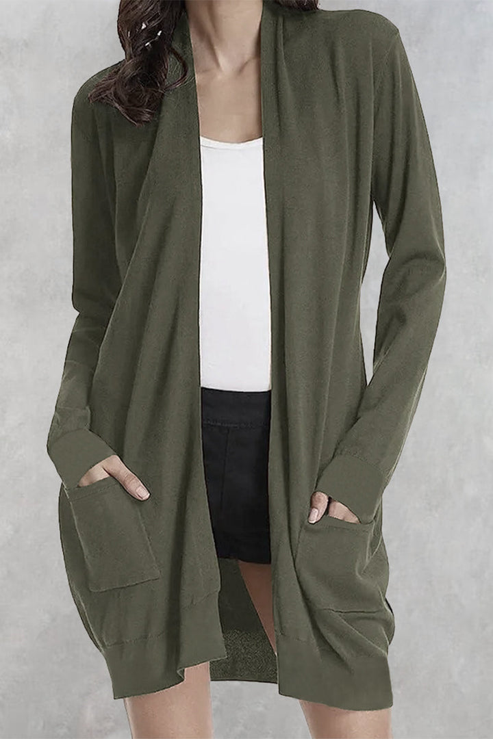 Levoire | Veste En Tricot De Poche Unie Décontractée Avec Col Vert