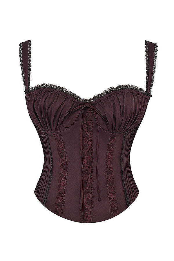 Levoire | Top En Corset En Dentelle Brune