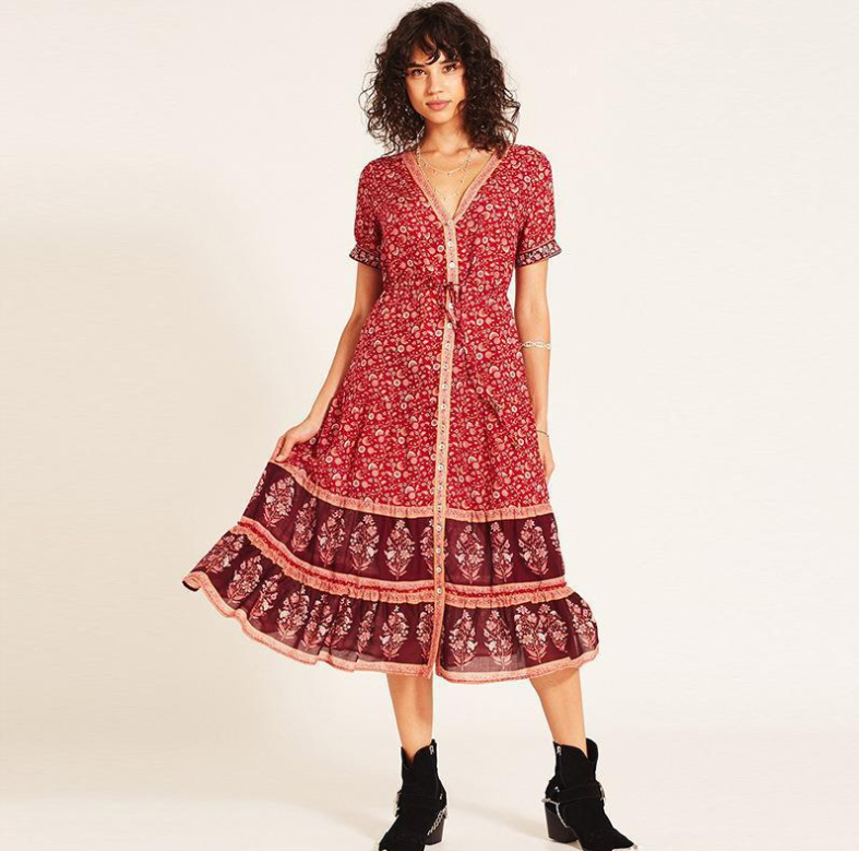 Levoire | Robe à imprimé bohème Rouge
