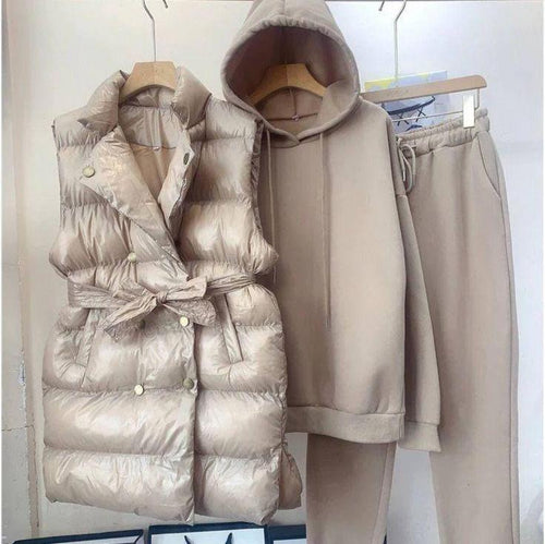 Levoire | Veste Mi-Longue À Manches Longues Sweat À Capuche Grand Ensemble Trois Pièces