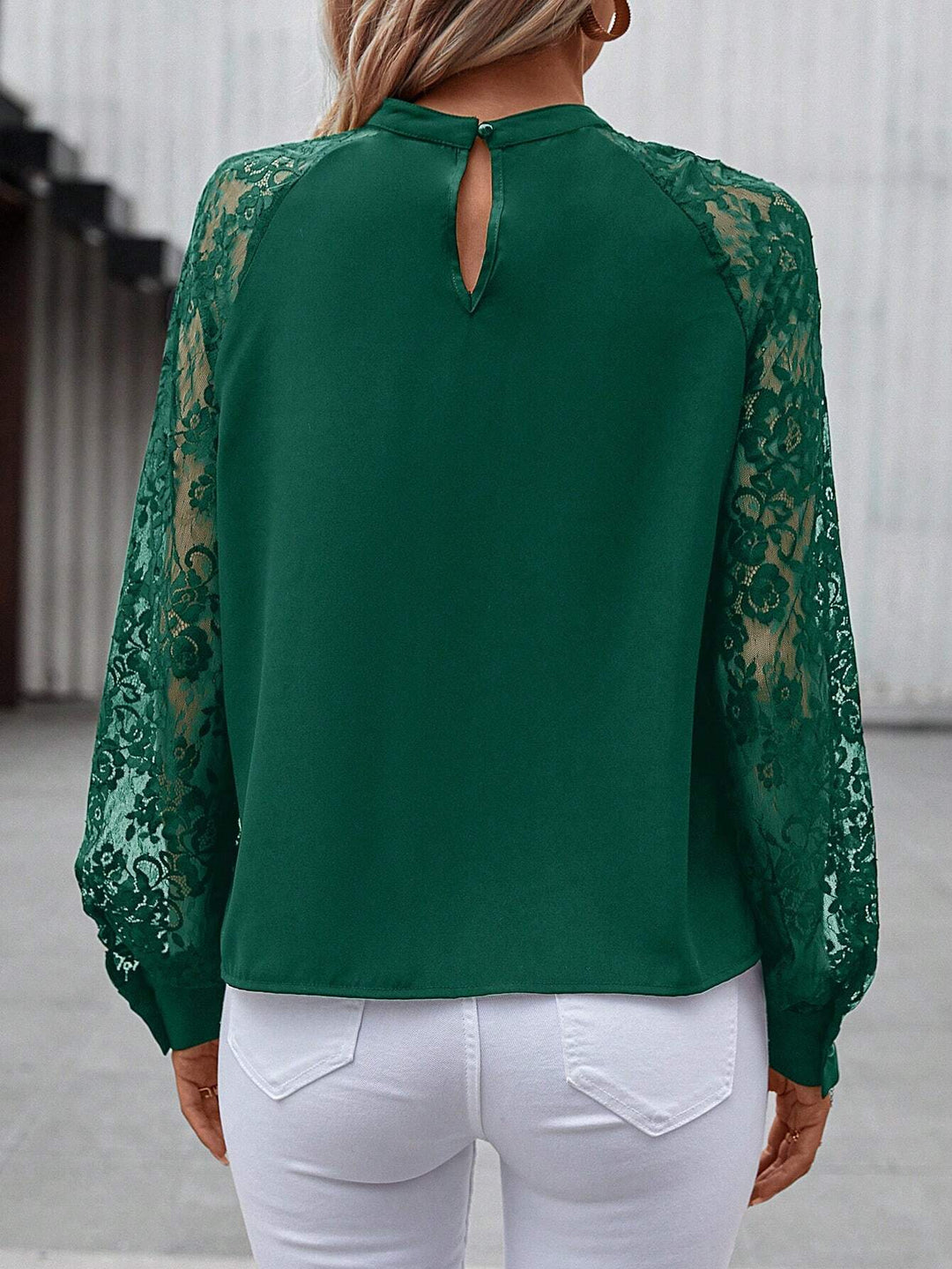 Levoire | Blouse À Trou De Serrure En Dentelle Avec Manches Pour Femmes
