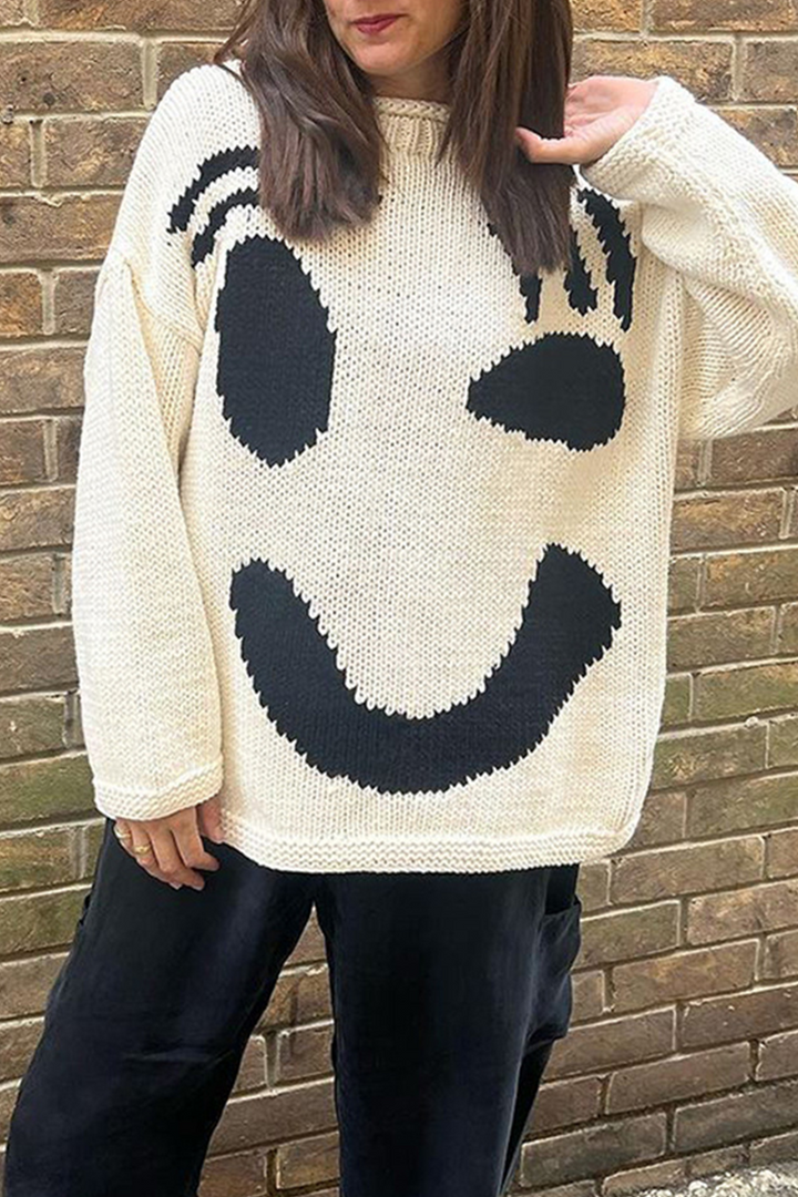 Levoire | Rento Smiley-Tricot Blanc carnaval