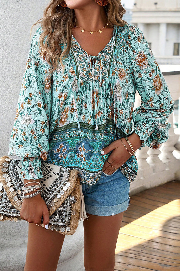 Levoire | Élégante Bandage Fleurs Col En V Tops