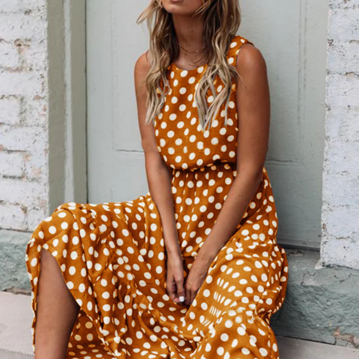 Levoire | Robe D'Été Élégante Avec Des Pois Jaune
